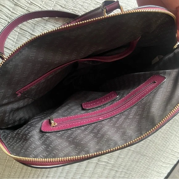Steve Madden Burgundy Satchel Crossbody Purse - Picture 6 of 7